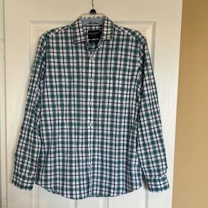 Monte Carlo Casuals men’s white plaid long sleeve button down shirt size large